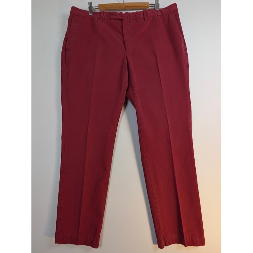 Hackett London Men Burgundy Red Stretch Cotton Chino Trousers Straight Leg 40x32